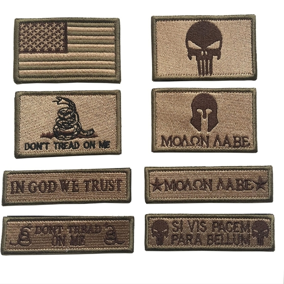 New Set of 8 velvro backing tactical patches top ones are 2x3 approximately. - Picture 1 of 4